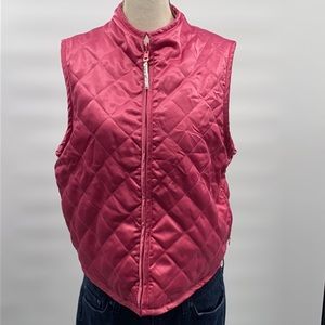 LAUREN Ralph Lauren Hot Pink Reversible Quilted Faux Fur Lamb Vest Women’s L EUC
